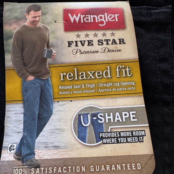 Wrangler Five Star Relaxed Fit Denim Jeans Black Men Size 38X29 NWT - Picture 4 of 5